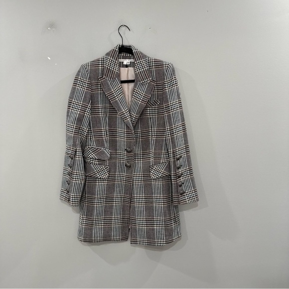 Veronica Beard Coat Reece Wool in Petrol Houndstooth Multi - Picture 6 of 8